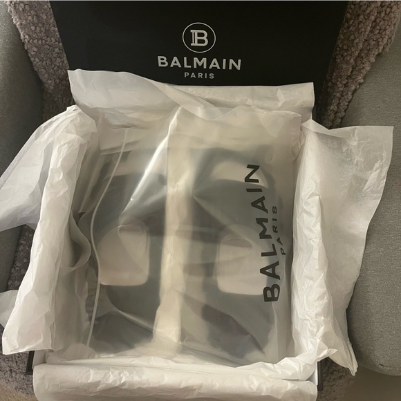 New Balmain Men’s Slide Size 44-45 Black Chunky Sandals - Picture 7 of 12